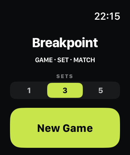 Breakpoint on Apple Watch — start a new game